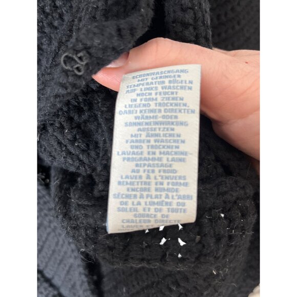 Boden Black Chunky Thick Knit‎ Sweater Jacket Cardigan Patch Pockets Size 8 - Picture 5 of 7